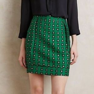 Anthropologie Garden Glimmer Skirt. Emerald Green Metallic. Size US 0.